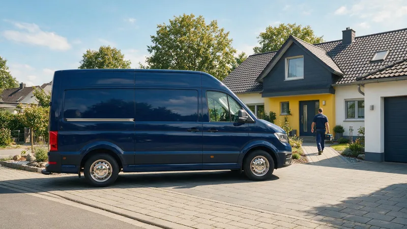 Mobiler Elektro-Einsatz in Mainz Elektriker-Einsatzfahrzeug vor einem Wohnhaus in Mainz